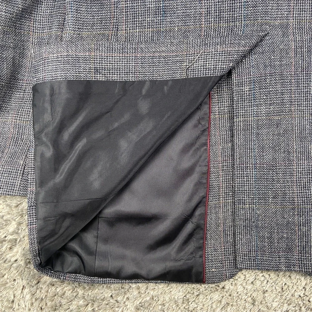 Vintage Haggar Imperial Blazer Men 40L Grey Plaid 2 Button Sport Coat Jacket USA